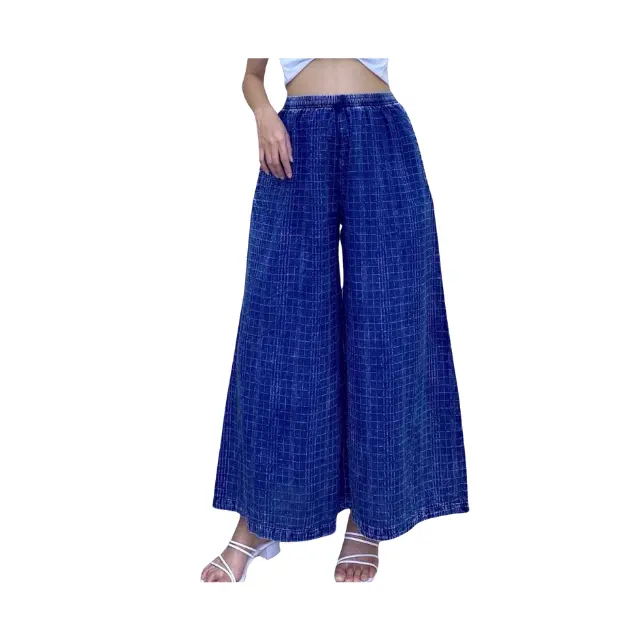 Pantalones de mujer Piernas anchas Cintura elástica Estilo bohemio Puede proteger del calor de la luz solar Cuando se usa Es fresco y transpirable