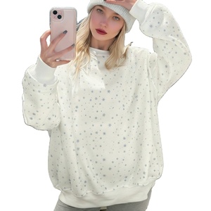 Sweat-shirt à col montant en molleton de coton épais de haute qualité pour femme, hiver automne, avec lettre brodée personnalisée sur le devant - Product Image 1
