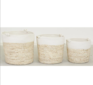 Cesta decorativa de cáscara de maíz Cesta de almacenamiento de material natural hecha a mano Eco sostenible al por mayor de Vietnam - Product Image 2