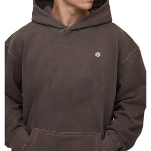 Sudadera con Capucha de Felpa de Algodón Lavado, Unisex, Corte Holgado, Logotipo Minimalista, Ropa Urbana, para Proveedor Mayorista OEM - Product Image 1