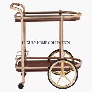 High-quality Industrial 2 Tier Metal Serving <b>Trolley</b> with Marble Tray a Contemporary Design Perfect for Commercial Use - Product Image 3