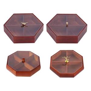 Plateau de service divisé avec couvercle, plateau de rangement pour casse-croûte avec poignée d'oiseau, plateau de fête pour chinois - Product Image 4