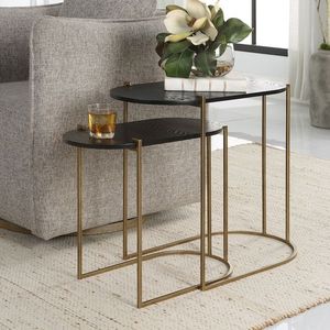 New Home Warming Nested Furniture <b>Tables</b> Set Three Pieces Best Quality Modern Design Classic Nesting <b>Tables</b> <b>White</b> and Black - Product Image 6