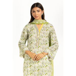 IUSTKSD-1057 Ensemble décontracté 3 pièces à col en V, manches longues, coupe ample, imprimé floral, respirant, pour l'été - Product Image 1