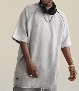 Fournisseur de gros T-shirt délavé à l'acide T-shirt oversize vintage à manches courtes pour hommes, décontracté, chemise délavée à l'acide 100% coton - Product Image 6