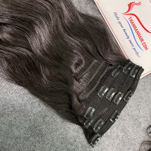 Extensions de cheveux humains droites vietnamiennes de très haute qualité, 10 à 40 pouces, pince ondulée naturelle de couleur noire - Product Image 5