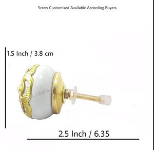 Perillas de cerámica blanca marroquí, tiradores de cajón de armario de flores de filigrana dorada de latón, tiradores industriales para dormitorio, armario, uso de cocina - Product Image 3