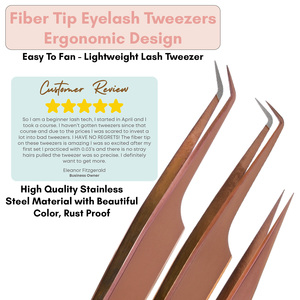 My Lash <b>Tool</b> Fiber Tip Eyelash Extension Tweezer Curved & L Shape Nano Grip Volume Lash Tweezer Professional Salon <b>Tool</b> - Product Image 5