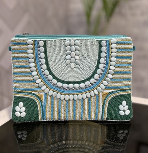 Sac à Main en Coton Écologique de Grande Capacité Design Botanique Perles Pochette de Vacances Bouton Étanche Sac à Main Portable Léger - Product Image 1