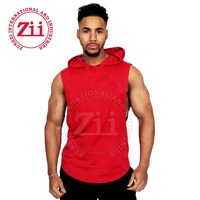 Débardeur à capuche pour homme en polyester/coton, grande taille, pour entraînement en salle de sport, fitness et musculation, hiver/été, couleur unie
