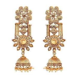 Kriaa Pendientes colgantes finos de piedra marrón Chapado en oro 1311347 Joyas colgantes - Product Image 1