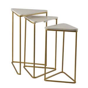 Cadre en métal plaqué or avec dessus en marbre Table en forme de triangle pour la maison Restaurant Hôtel Décoration au prix de gros - Product Image 4