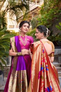 Calidad de exportación India Jacquard Silk Paithani Lehenga Choli para bodas y fiestas Disponible a precio asequible - Product Image 5