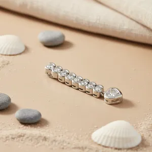 Pendentif en argent et or rose avec zircone cubique pour femmes, forme de cœur, plaqué rhodium, avec cadeau, bijoux plaqués rhodium, matériau principal - Product Image 3