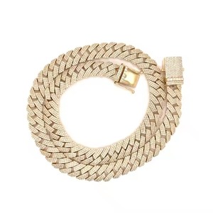 Joyería de Hip Hop, cadena de eslabones cubanos de diamante completo, Joyería de diamantes cultivados en laboratorio con cadena de oro amarillo de 14K para hombres - Product Image 1