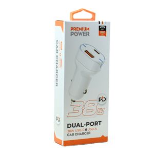 Caricabatterie rapido per auto rapido a doppia porta 38W PD per telefoni cellulari e dispositivi USB-C e porte USB-A universali - Product Image 2