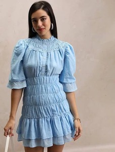 Vestido maxi de estilo bohemio con estampado de bloque de mano indio para mujer, vestido de verano de algodón informal con tela de cintura Natural de estilo dulce - Product Image 3