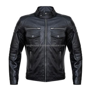 เสื้อแจ็คเก็ตหนังผู้ชาย แฟชั่นลำลองสไตล์คนเมือง หนังวัวแท้ รับผลิตตามแบบ OEM ขายส่ง - Product Image 3