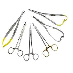 Ensemble de 6 porte-aiguilles d'orthodontie dentaire Castroviejo Mathieu 14 cm en acier inoxydable de qualité chirurgicale autoclavable manuel de haute qualité - Product Image 1