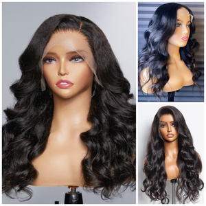 Perruque indienne Full HD en dentelle, cheveux humains non-Remy, pré-collée, couleur noir naturel, pour usage quotidien - Product Image 1