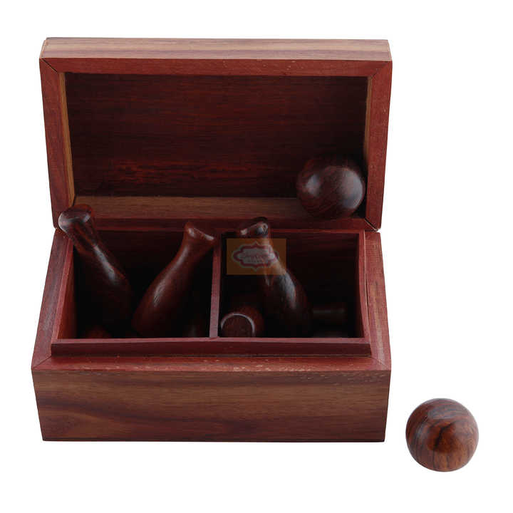 Shriji Crafts Wooden Bowling Mini Game 12 Bottle With Ball Pin Ball Game the Great Game for Kids Best Christmas and New Year