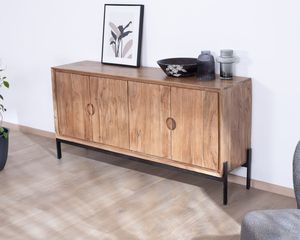 160 cm Novelli 4-door Acacia and Metal Modern <b>Sideboard</b> for Living Room and <b>Kitchen</b> with Zen and Refined Feel - Product Image 2