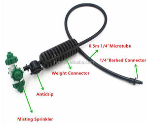 Hanging Sprinkler Assembly Set for Mini Misting Nozzle with Barb Adaptor Tube Weight Hammer and Anti <strong>Drip</strong> <strong>Cheap</strong> Price - Product Image 1