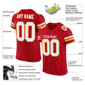 Maillot de football américain respirant, haute absorption de la transpiration, impression de logo personnalisée, manches courtes, sublimation, 100% polyester - Product Image 2