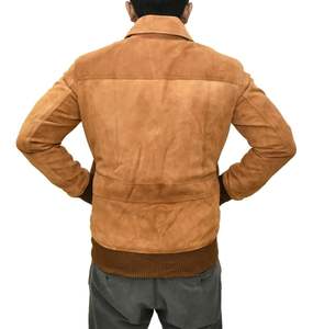 แจ็กเก็ตหนังนิ่มแพะของผู้ชายสไตล์ไฮทสตรีทปรับสีได้แฟชั่นคอปกตั้งสำหรับฤดูหนาว - Product Image 6