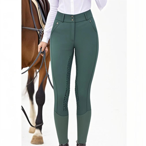 Vente en gros de culottes d'équitation pour femmes, taille haute, écologiques, en nylon et élasthanne, avec poche intégrée en silicone personnalisée - Product Image 1