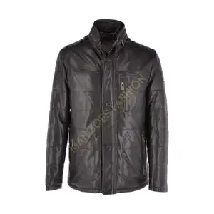 Chaqueta de cuero para hombre Premium Black Ben's Elegant and Timeless Outerwear Choice-Cuero genuino, diseño moderno