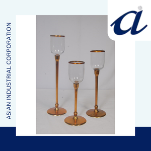 เชิงเทียนแก้วที่ออกแบบใหม่พร้อมเชิงเทียนทำด้วยมือสีทองสำหรับตกแต่งบ้านและโต๊ะ dinging - Product Image 3