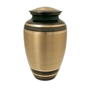Venta caliente Premium acabado negro curvas doradas urna de cremación de Metal para cenizas humanas adultas suministros funerarios tarro conmemorativo - Product Image 5