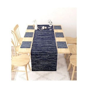 Lujo sólido negro Jacquard Floral mixto bordado punto de cruz 100% algodón GOTS certificado lavable ecológico mesa de comedor - Product Image 1