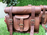 ENSEMBLE de sac de vélo de moto de selle de rouleau vintage en cuir