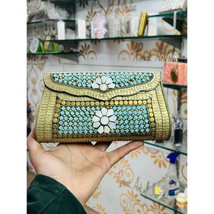 Fancy Crystal Pearl Half <b>Moon</b> Classic Fashion Evening Clutch Purse for Women Party Handbag-Wholesale From India - Product Image 6