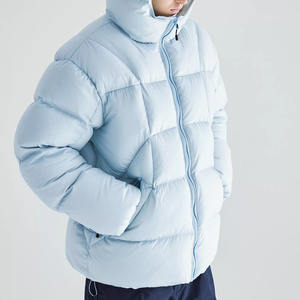 Chaqueta acolchada personalizada transpirable para hombre, marca de moda, a prueba de viento, con capucha, soporte, cremallera frontal, XL, impermeable, deporte de invierno, teñido liso - Product Image 1