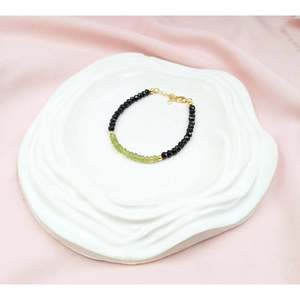 Cute Gold Beaded Bracelet with Peridot & Black Spinel Freshwater Pearl & Zircon Main Material <b>Charm</b> Bracelets - Product Image 4