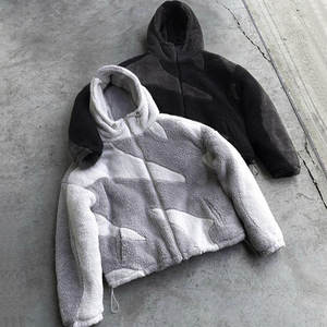 Couple Hooded <b>Sherpa</b> Fleece <b>Jacket</b> Custom Design Print <b>Mens</b> Zipper up Camouflage Cartoon Winter Clothes - Product Image 1