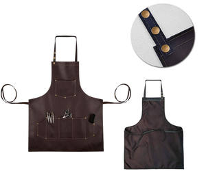 High Quality Custom Logo Men's <b>Leather</b> Sleeveless <b>Apron</b> Reusable-Specializing in Barber Chef Gardener Horse Keeper Multipurpose - Product Image 6