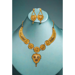 ชุดต่างหูสร้อยคอพร้อมทอง22K สำหรับผู้หญิงชุดสร้อยคอต่างหูจากผู้ส่งออก - Product Image 1