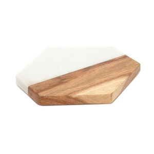 Handmade Elegant Acacia Wood & Marble Coasters Luxury Rectangle Drink Mats for Home Decor & Gift <b>Trivet</b> Set - Product Image 1