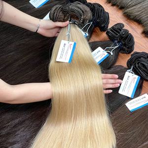 Extensiones de cabello de trama a mano directas de fábrica Cabello humano vietnamita Estilo recto dibujado doble Vendedores de cabello vietnamitas al por mayor - Product Image 4