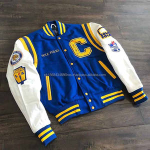 Streetwear avec logo personnalisé bombardier d'hiver en cuir polaire veste universitaire de baseball Letterman broderie en chenille de haute qualité pour hommes - Product Image 3