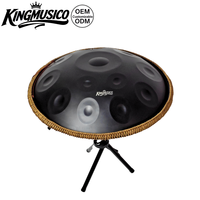 Kingmusico Handpan 12 notes en acier inoxydable noir 430, 60x60x35cm, PPY-12B, Tambour à main, Instrument de musique personnalisé ODM OEM