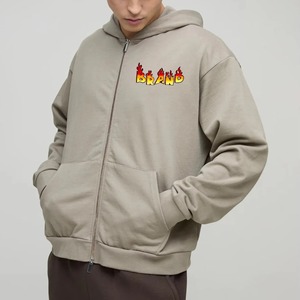 เสื้อฮู้ดแบบซิป500GSM โอเวอร์ไซส์สำหรับผู้ชายผ้าฝ้ายระบายอากาศได้ดี100% ฤดูหนาวออกแบบได้ตามต้องการ - Product Image 4