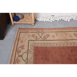 พรมตุรกีขนาด 5.1x6.4 ฟุต พรมวินเทจ พรมขนสัตว์สีเบจสไตล์ตะวันตกเฉียงใต้ - Product Image 5