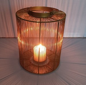 Golden Metal Wax Light <b>Lantern</b> Tealight <b>Candle</b> Holders <b>Large</b> for Christmas Home Decoration Living Room and Table Decor - Product Image 1