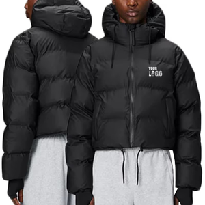 Chaqueta de invierno de ganso pesado personalizable, transpirable, impermeable, recortada, corta, acolchada, de lona frontal, con cremallera, de talla grande, con revestimiento alto - Product Image 1