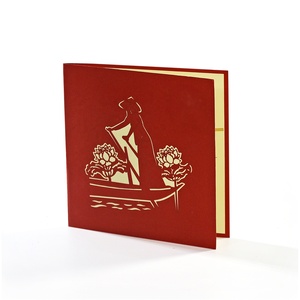 Viet Nam Wholesale Supplier Custom Design 3D Girl with Boat Greeting <b>Pop</b>-up Card Wedding Occasions Logo Customization Businesses - Product Image 2